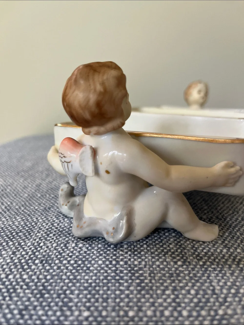Vintage Cigarette Box Tray Ashtray Lenwile Ardalt Japan Parlor Set Cherubs